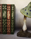 Green mushroom, handmade shelf decor, recycle paper, recycle gift, ecofriendly ideas