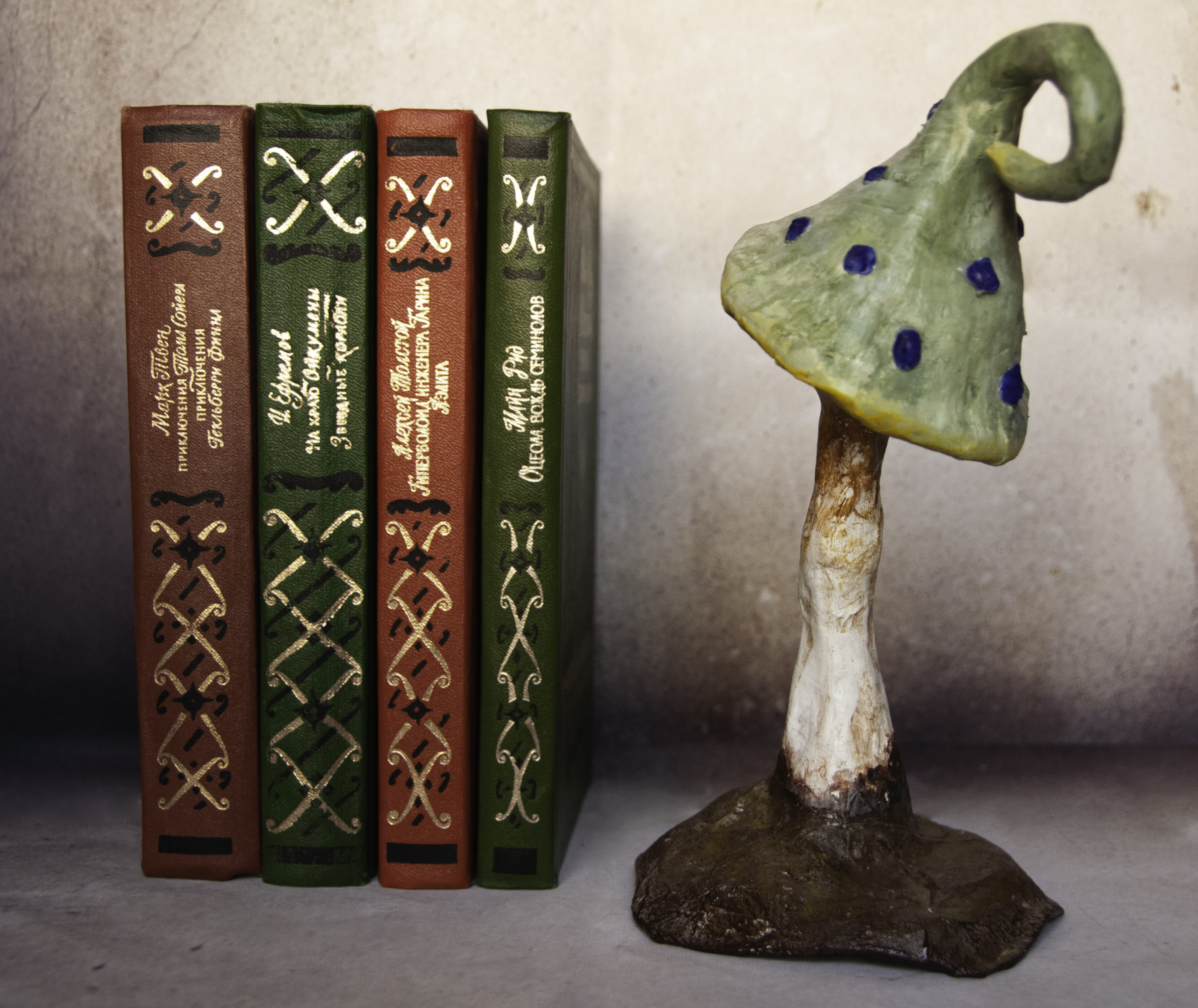 1green Green mushroom, handmade shelf decor, recycle paper, recycle gift, ecofriendly ideas